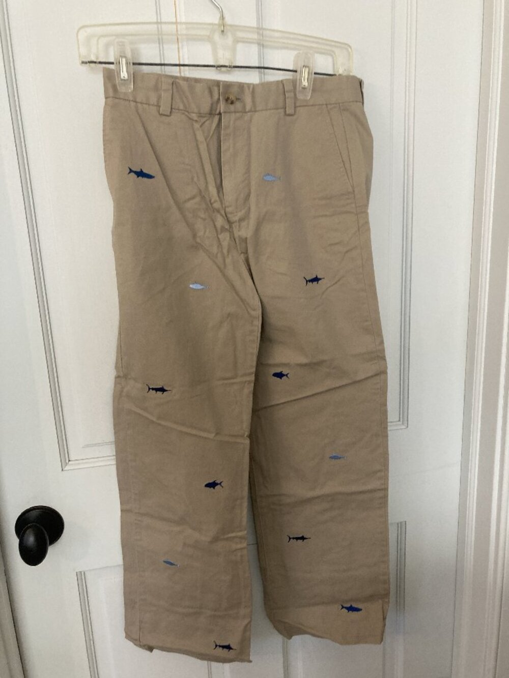 Boys Vineyard Vines Embroidered Shark Fish Khaki Chino Pants 14